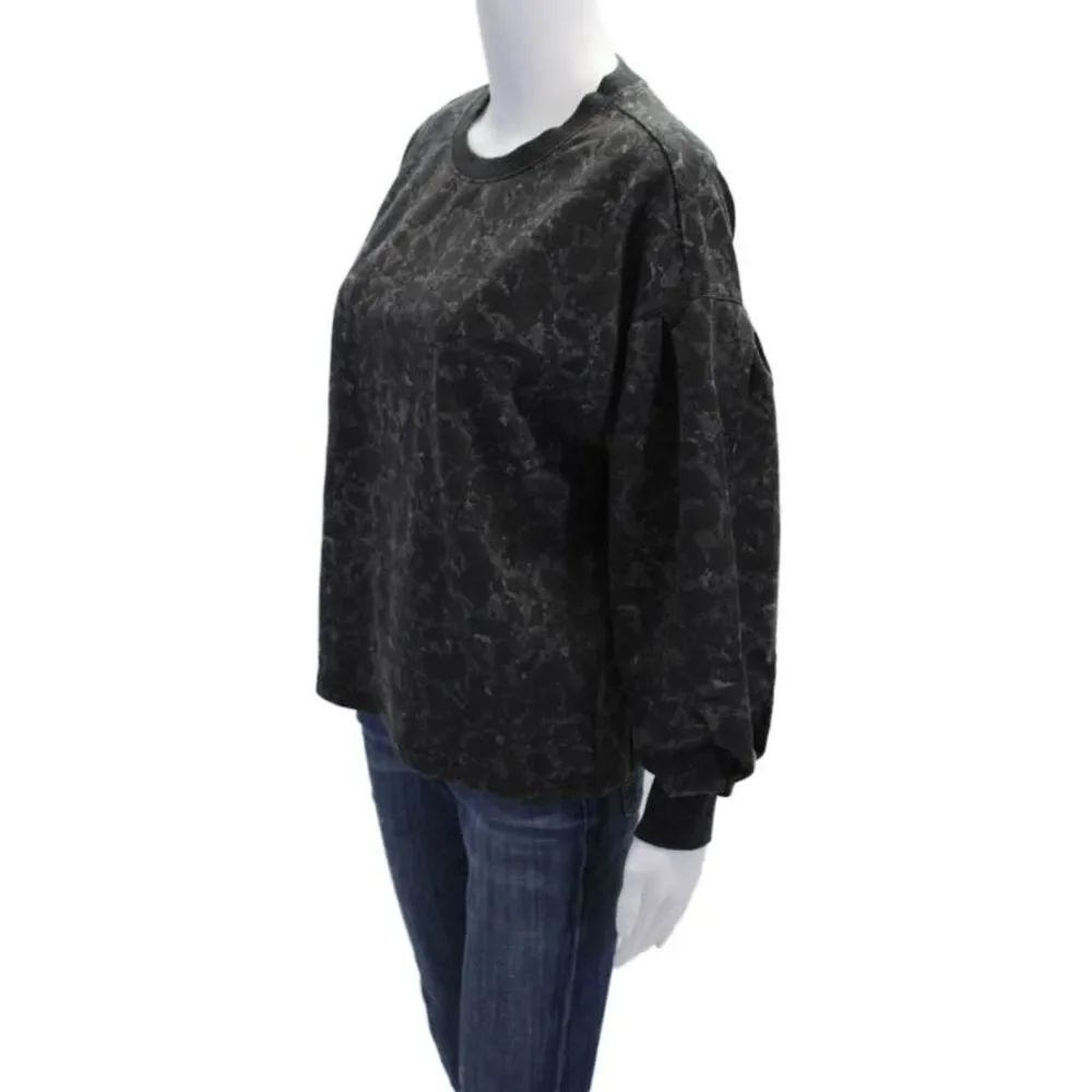 Z Supply Womens Pullover Crew Neck Printed Sweatshirt Gray Cotton Size Small